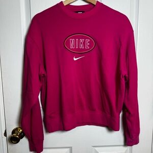 Nike Pink Embroidered Logo Crewneck Sweatshirt Size Small Athleisure